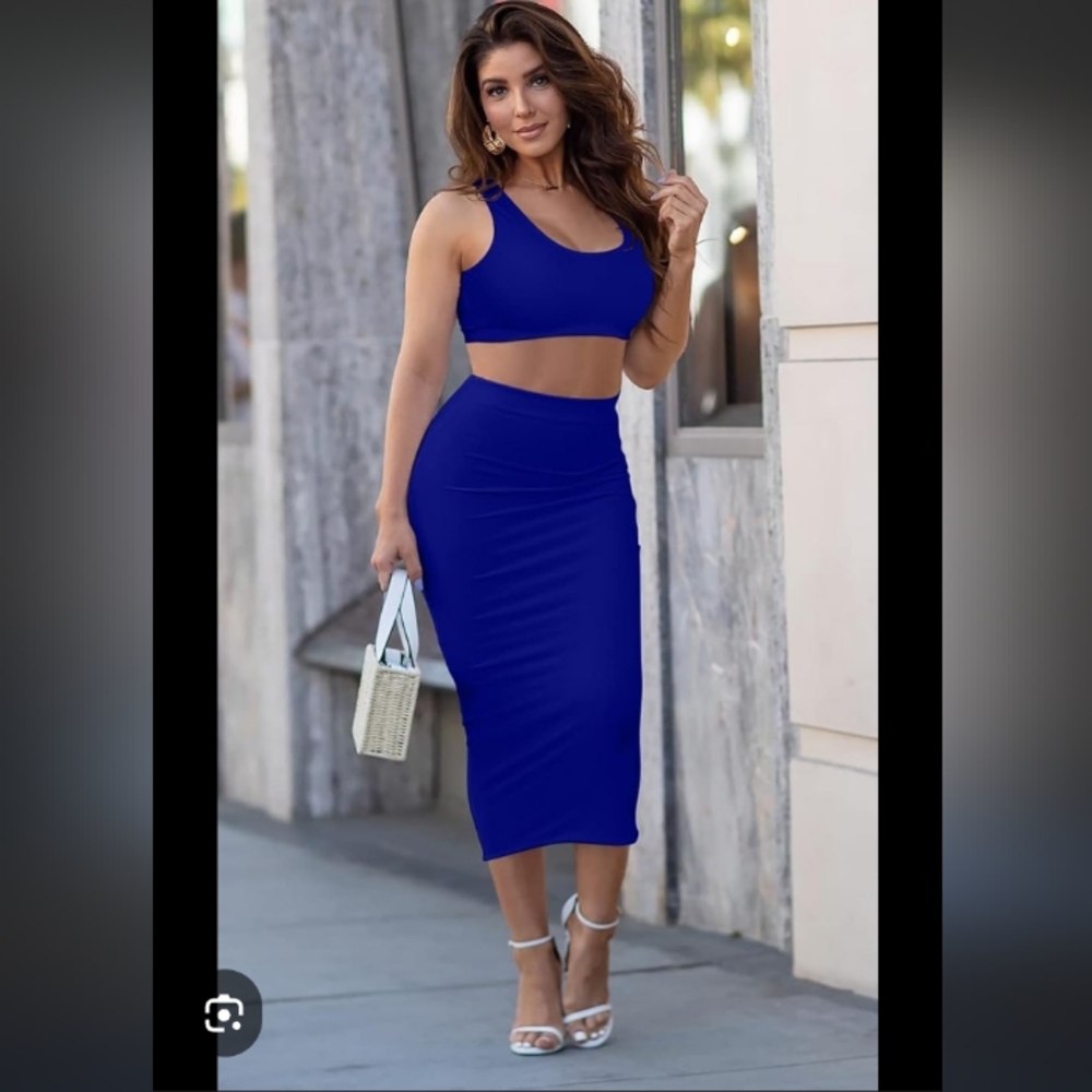 Hot Miami Styles Royal Blue Skirt Set
